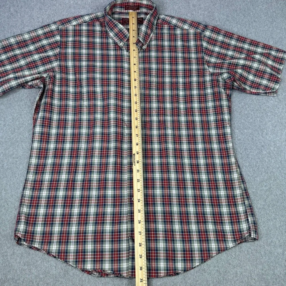Vintage 90s Chaps Ralph Lauren Men's Size L Plaid Button Down Shirt Short Sleeve